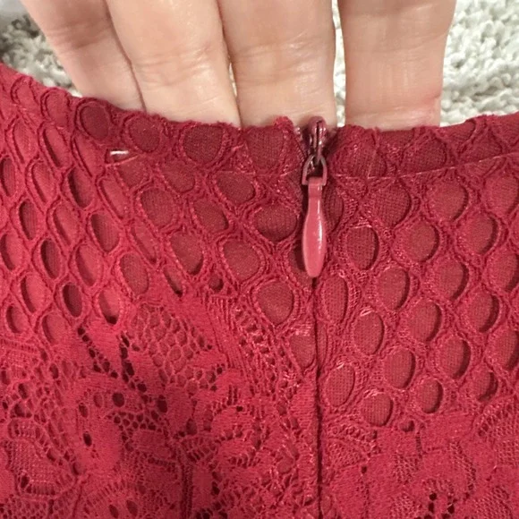 Altar'd State Mariska Brick Red Lace Semi-Sheer Embroidered Maxi Dress Womens L - Picture 8 of 14